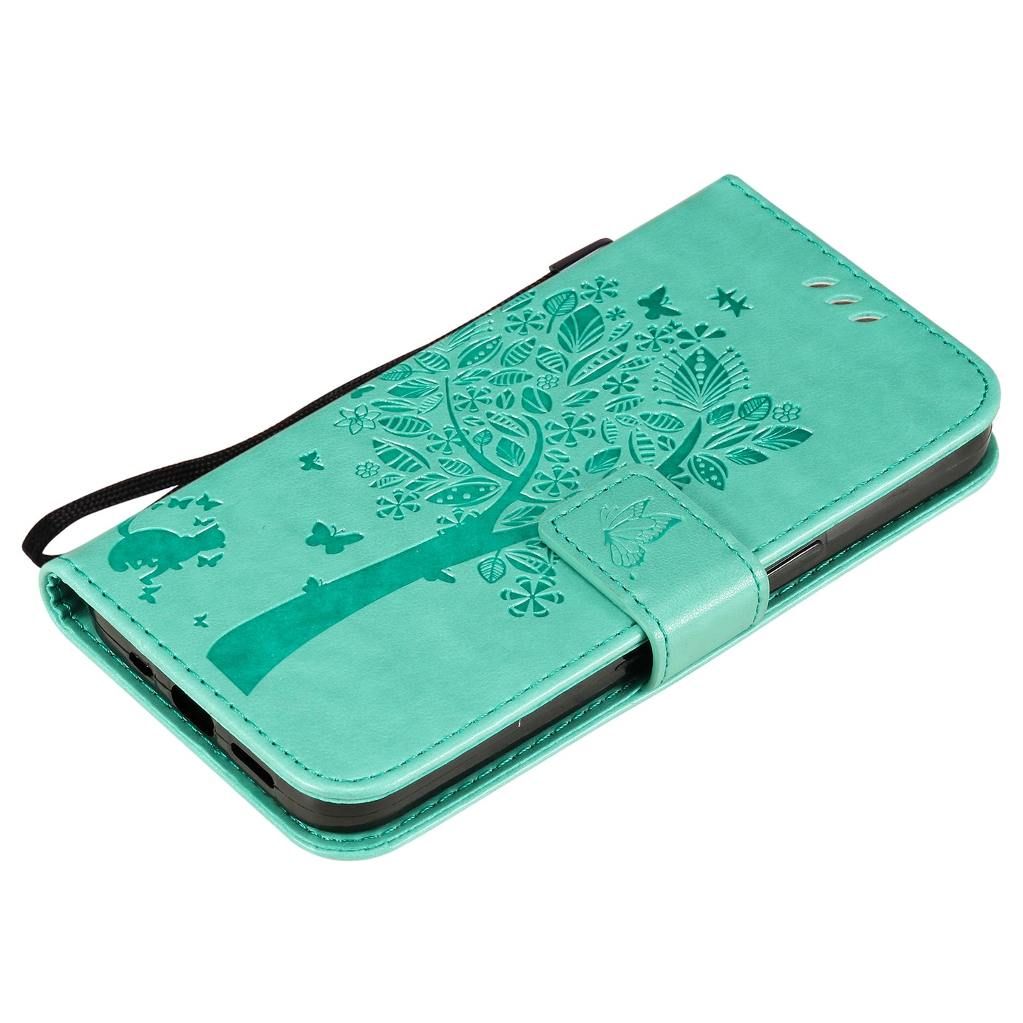 For iPhone 15 KT Imprinting Flower Series-3 PU Leather Phone Case Imprinted Wallet Flip Stand Cover