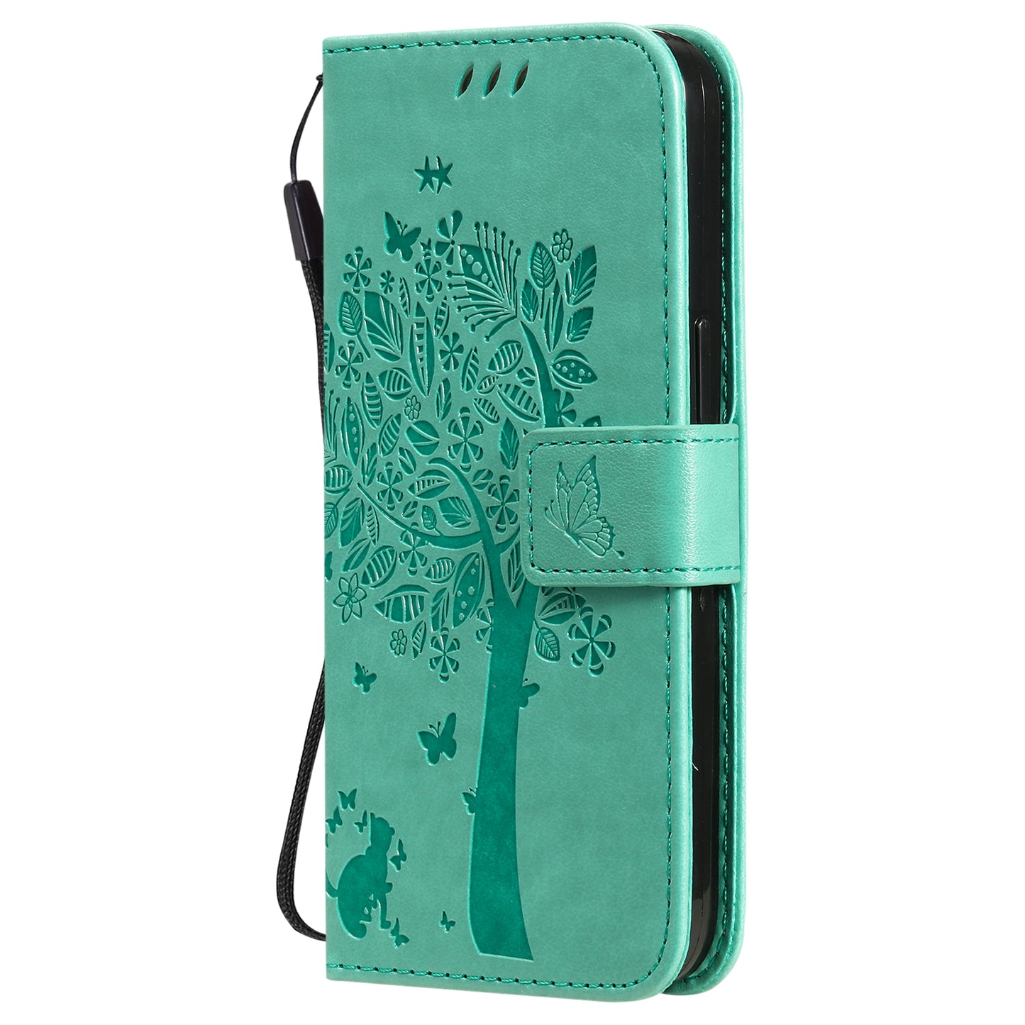 For iPhone 15 KT Imprinting Flower Series-3 PU Leather Phone Case Imprinted Wallet Flip Stand Cover