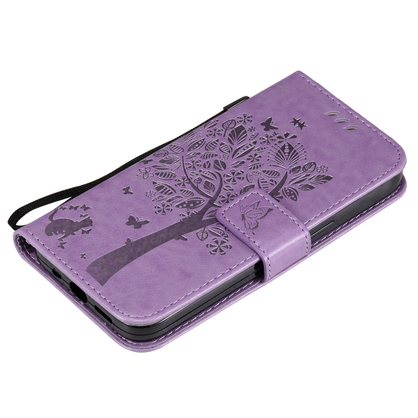 For iPhone 15 KT Imprinting Flower Series-3 PU Leather Phone Case Imprinted Wallet Flip Stand Cover