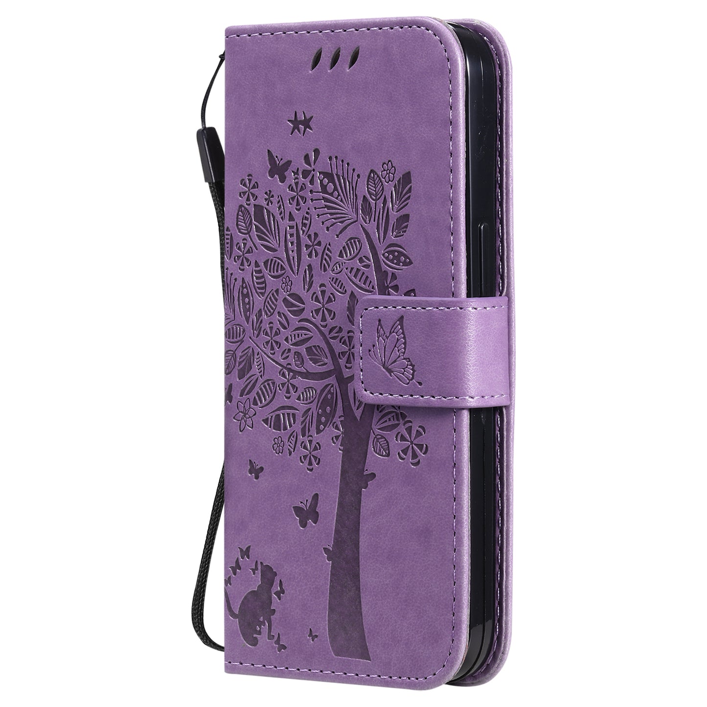 For iPhone 15 KT Imprinting Flower Series-3 PU Leather Phone Case Imprinted Wallet Flip Stand Cover