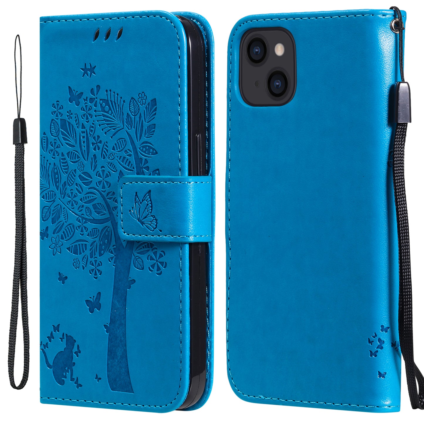 For iPhone 15 KT Imprinting Flower Series-3 PU Leather Phone Case Imprinted Wallet Flip Stand Cover