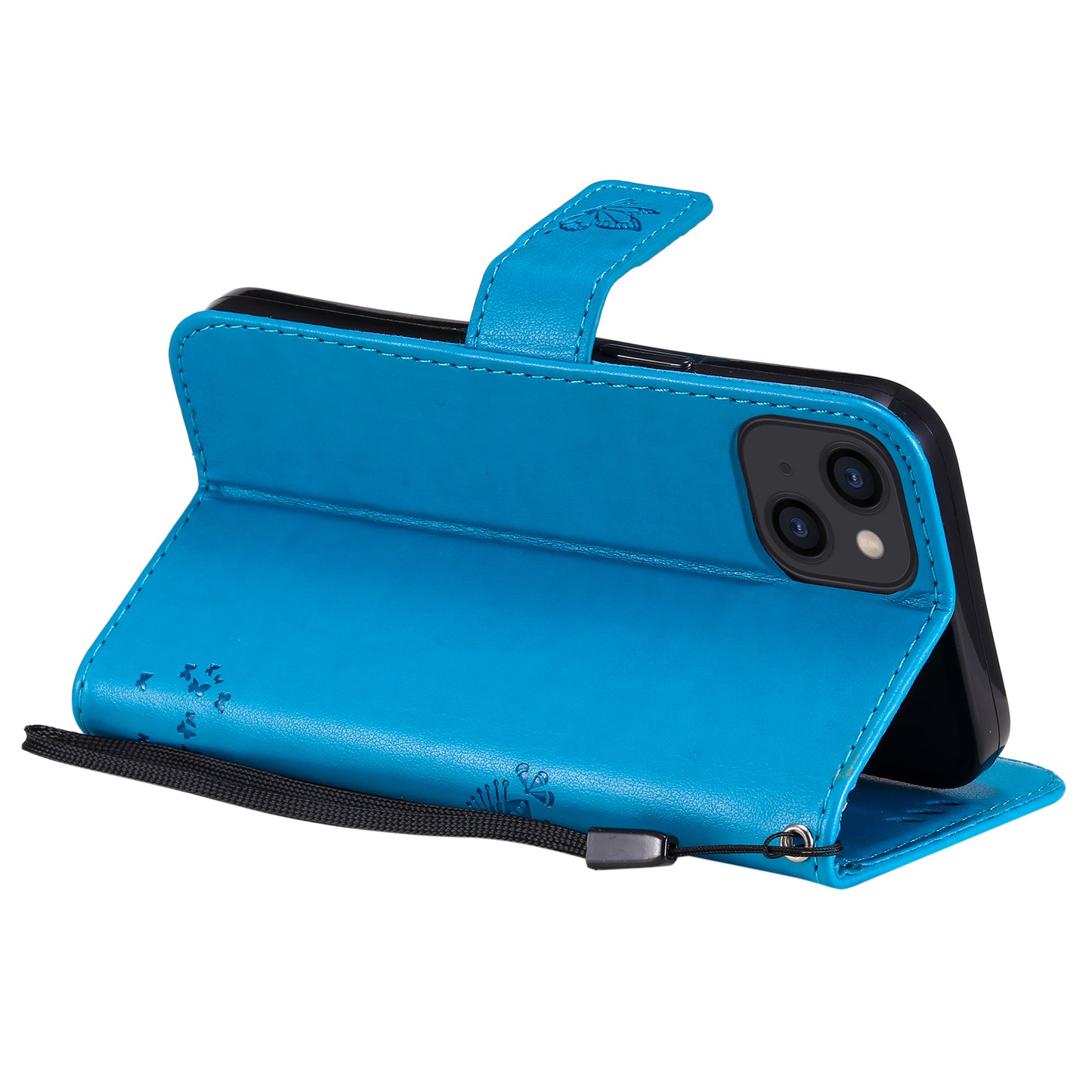 For iPhone 15 KT Imprinting Flower Series-3 PU Leather Phone Case Imprinted Wallet Flip Stand Cover