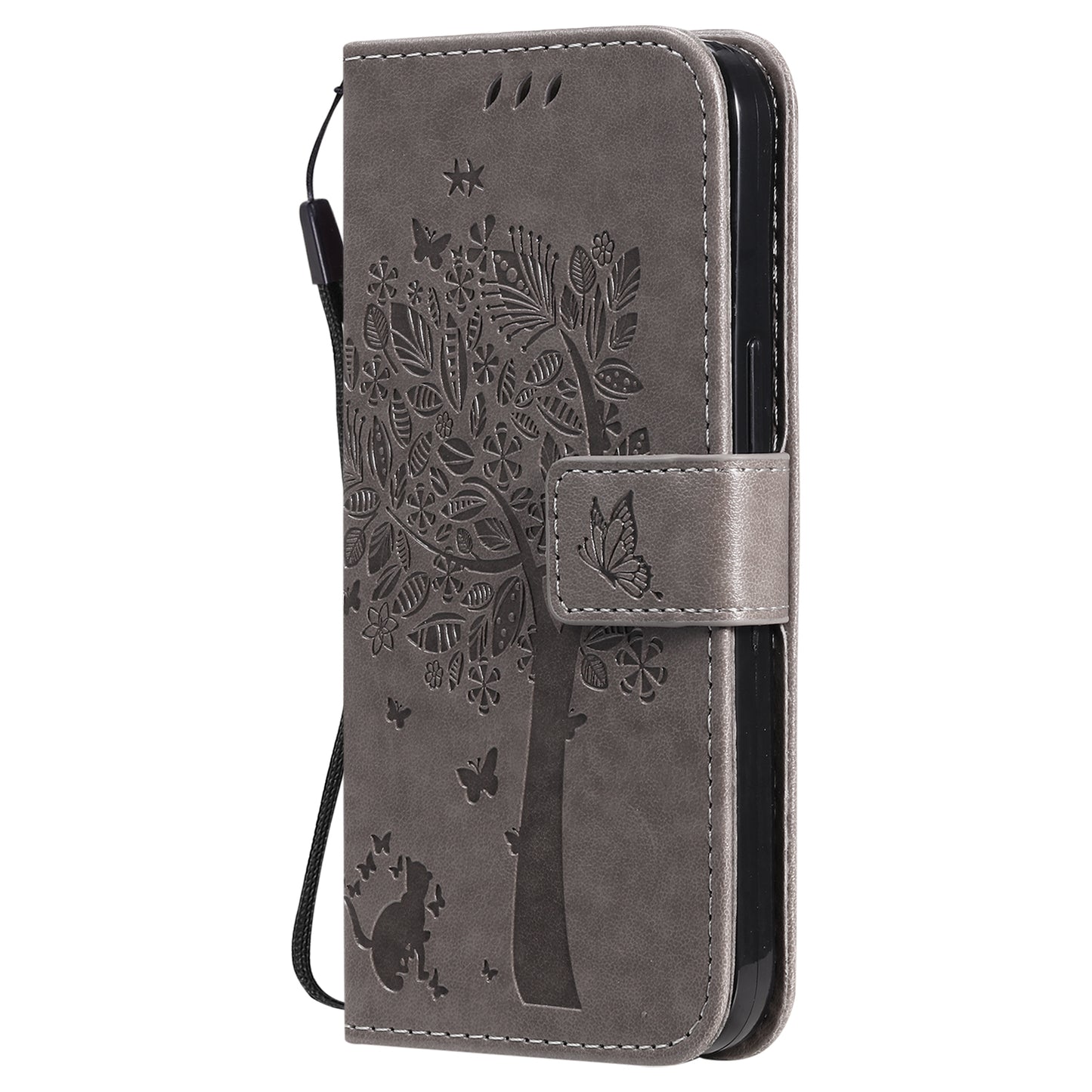 For iPhone 15 KT Imprinting Flower Series-3 PU Leather Phone Case Imprinted Wallet Flip Stand Cover