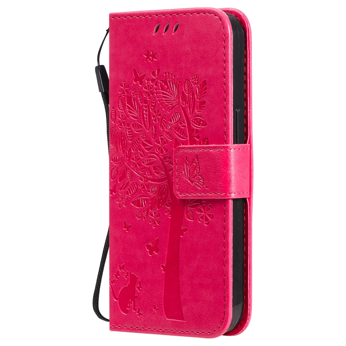 For iPhone 15 KT Imprinting Flower Series-3 PU Leather Phone Case Imprinted Wallet Flip Stand Cover