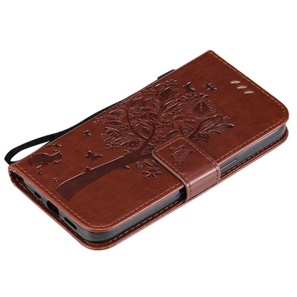 For iPhone 15 KT Imprinting Flower Series-3 PU Leather Phone Case Imprinted Wallet Flip Stand Cover