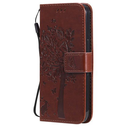 For iPhone 15 KT Imprinting Flower Series-3 PU Leather Phone Case Imprinted Wallet Flip Stand Cover