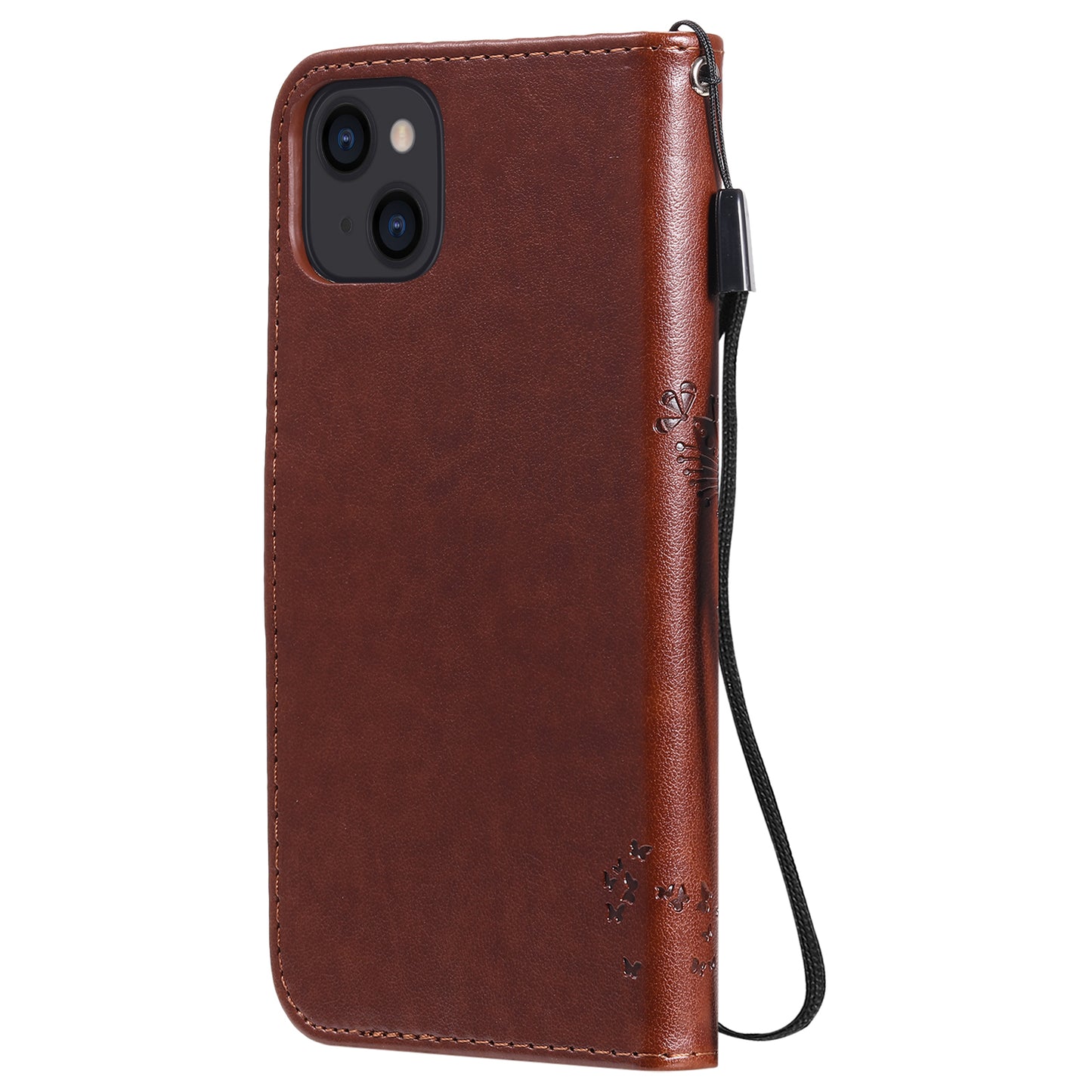 For iPhone 15 KT Imprinting Flower Series-3 PU Leather Phone Case Imprinted Wallet Flip Stand Cover