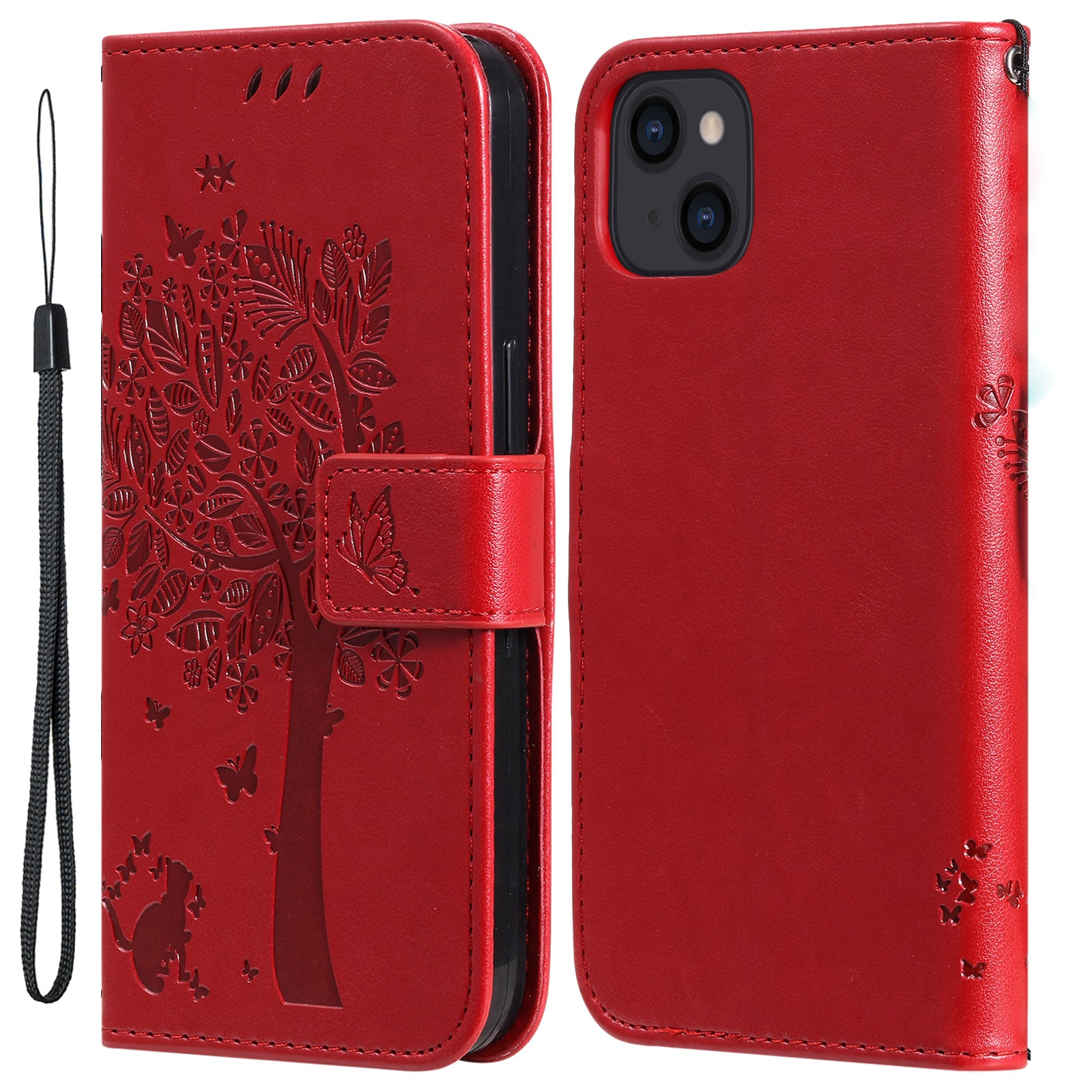For iPhone 15 KT Imprinting Flower Series-3 PU Leather Phone Case Imprinted Wallet Flip Stand Cover