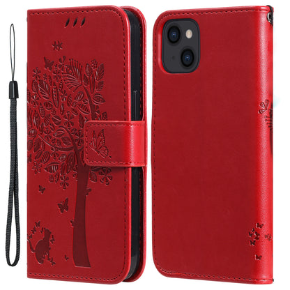 For iPhone 15 KT Imprinting Flower Series-3 PU Leather Phone Case Imprinted Wallet Flip Stand Cover