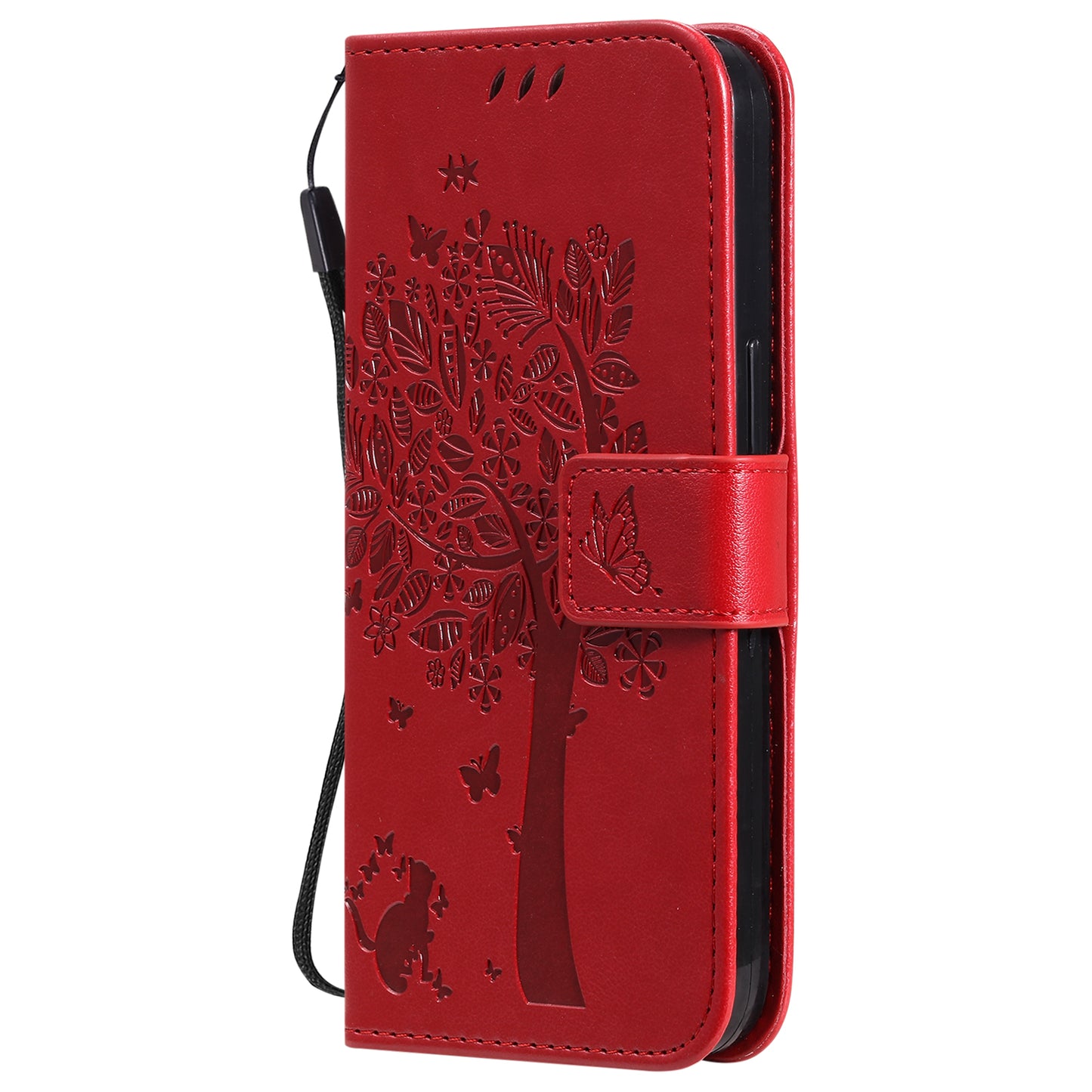 For iPhone 15 KT Imprinting Flower Series-3 PU Leather Phone Case Imprinted Wallet Flip Stand Cover