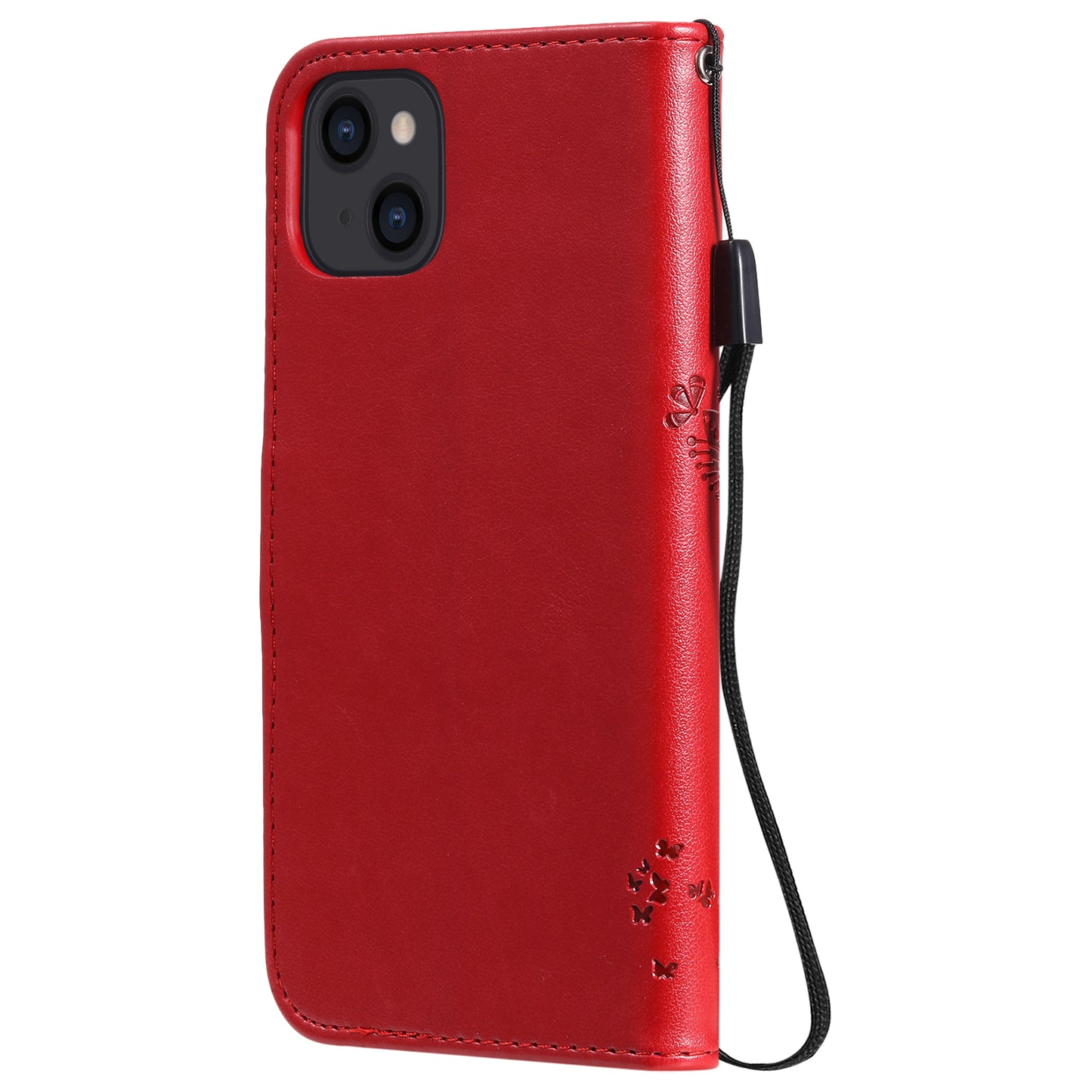 For iPhone 15 KT Imprinting Flower Series-3 PU Leather Phone Case Imprinted Wallet Flip Stand Cover