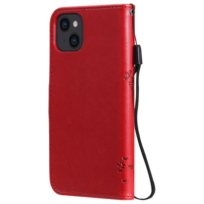 For iPhone 15 KT Imprinting Flower Series-3 PU Leather Phone Case Imprinted Wallet Flip Stand Cover