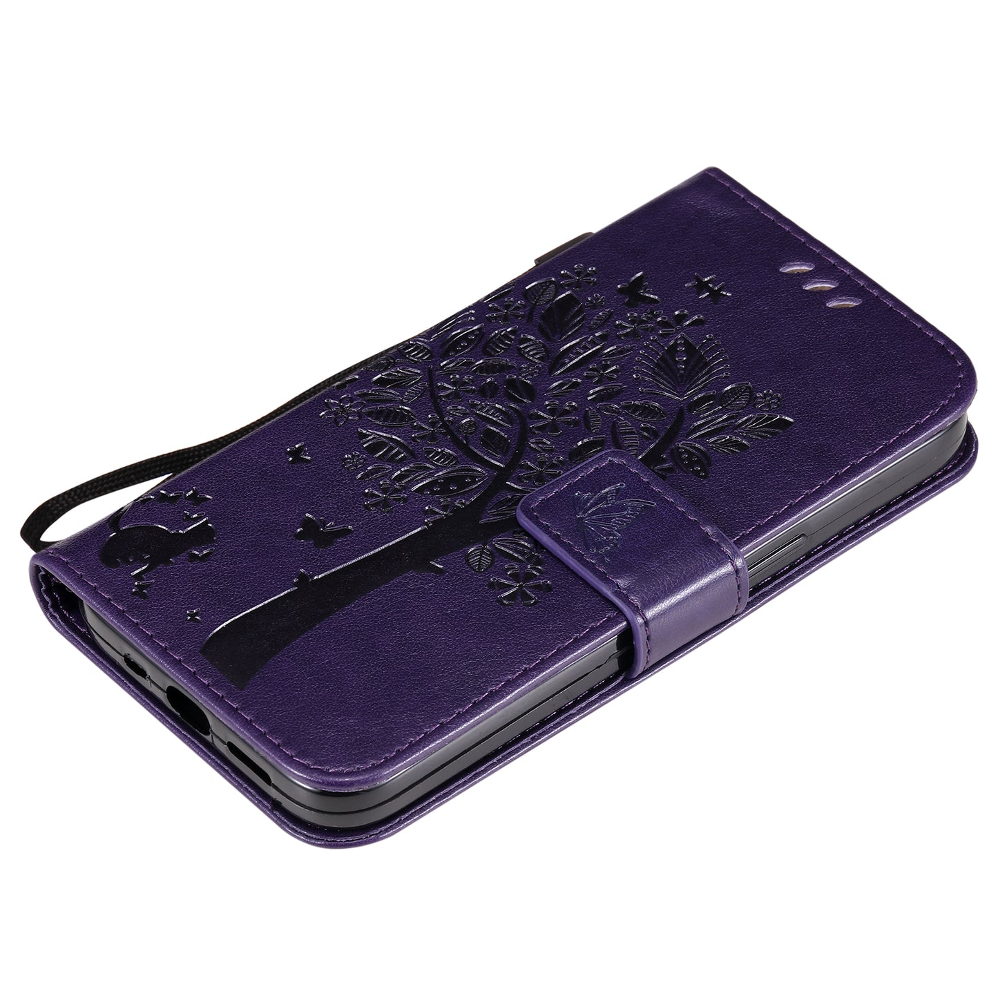 For iPhone 15 KT Imprinting Flower Series-3 PU Leather Phone Case Imprinted Wallet Flip Stand Cover