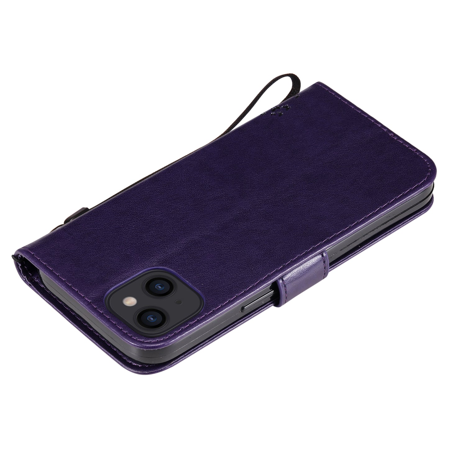 For iPhone 15 KT Imprinting Flower Series-3 PU Leather Phone Case Imprinted Wallet Flip Stand Cover