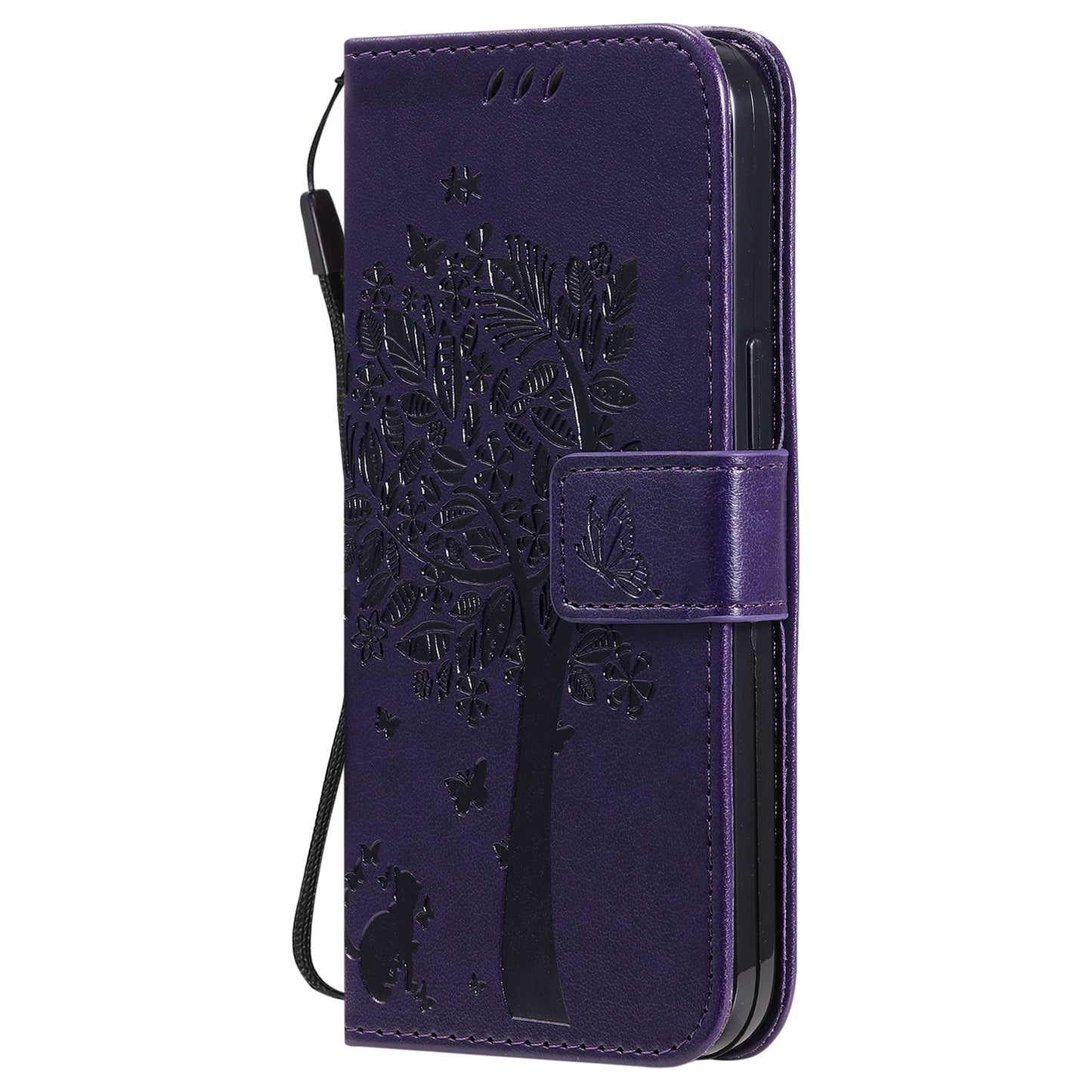 For iPhone 15 KT Imprinting Flower Series-3 PU Leather Phone Case Imprinted Wallet Flip Stand Cover