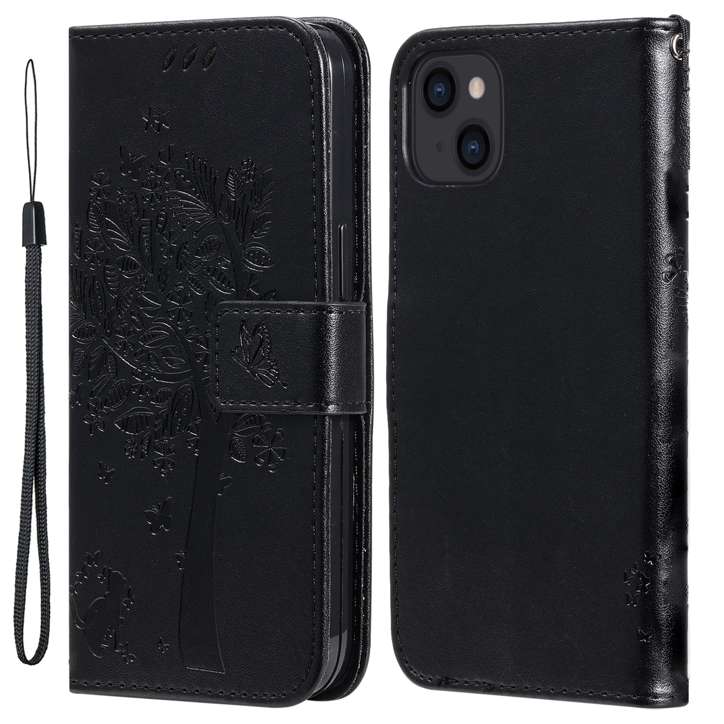 For iPhone 15 KT Imprinting Flower Series-3 PU Leather Phone Case Imprinted Wallet Flip Stand Cover