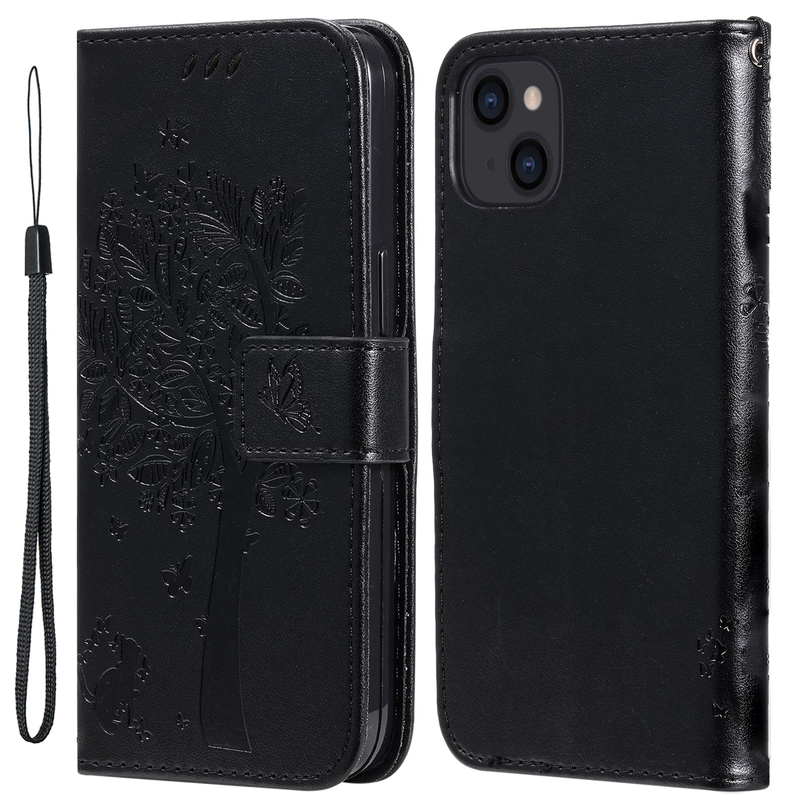 For iPhone 15 KT Imprinting Flower Series-3 PU Leather Phone Case Imprinted Wallet Flip Stand Cover