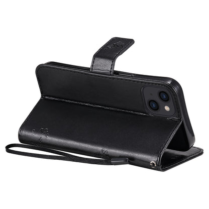 For iPhone 15 KT Imprinting Flower Series-3 PU Leather Phone Case Imprinted Wallet Flip Stand Cover