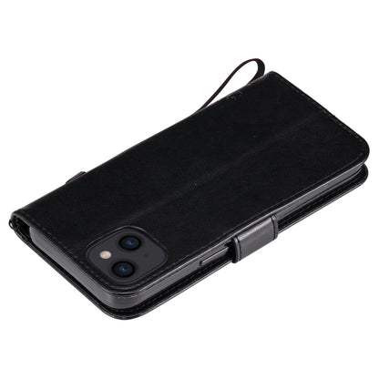 For iPhone 15 KT Imprinting Flower Series-3 PU Leather Phone Case Imprinted Wallet Flip Stand Cover