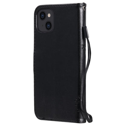 For iPhone 15 KT Imprinting Flower Series-3 PU Leather Phone Case Imprinted Wallet Flip Stand Cover