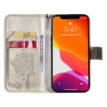 For iPhone 15 KT Imprinting Flower Series-3 PU Leather Phone Case Imprinted Wallet Flip Stand Cover