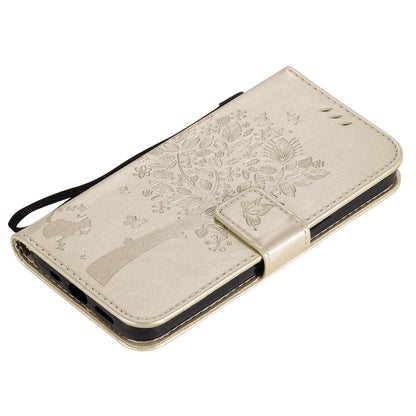For iPhone 15 KT Imprinting Flower Series-3 PU Leather Phone Case Imprinted Wallet Flip Stand Cover