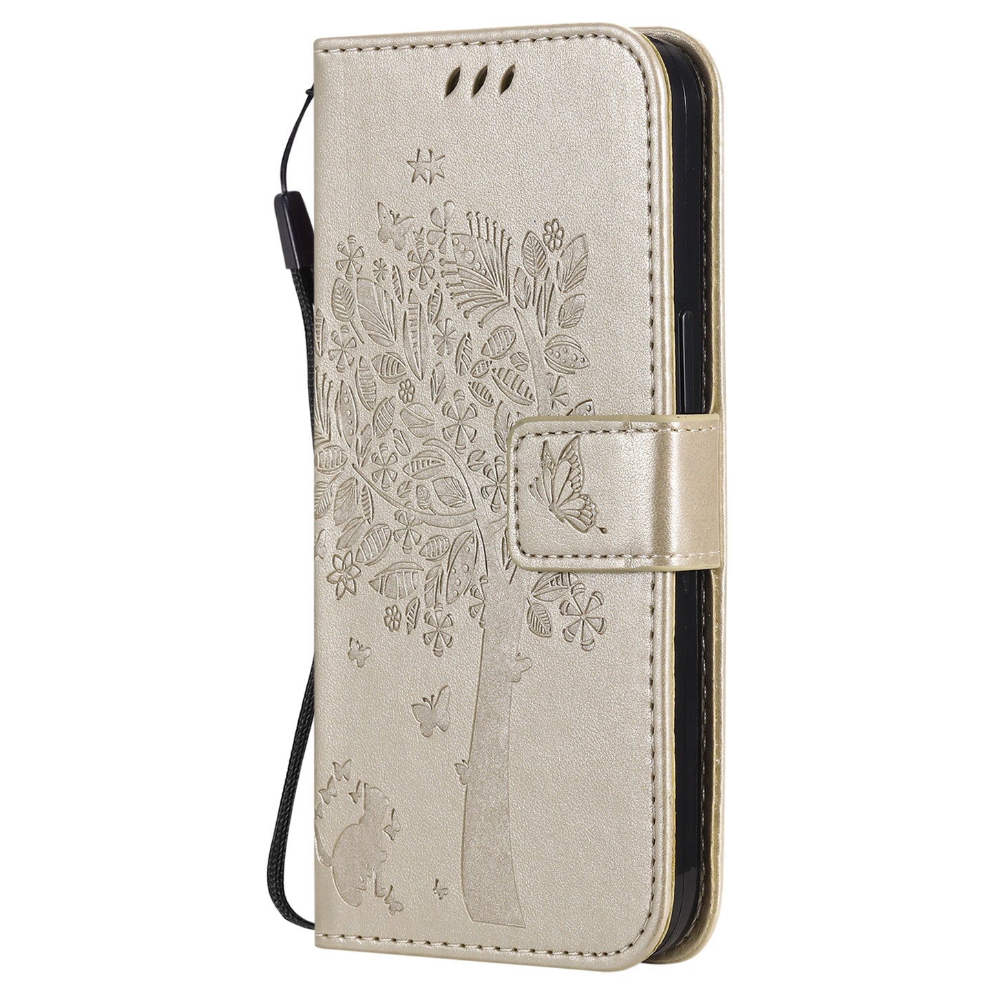 For iPhone 15 KT Imprinting Flower Series-3 PU Leather Phone Case Imprinted Wallet Flip Stand Cover