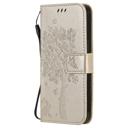 For iPhone 15 KT Imprinting Flower Series-3 PU Leather Phone Case Imprinted Wallet Flip Stand Cover
