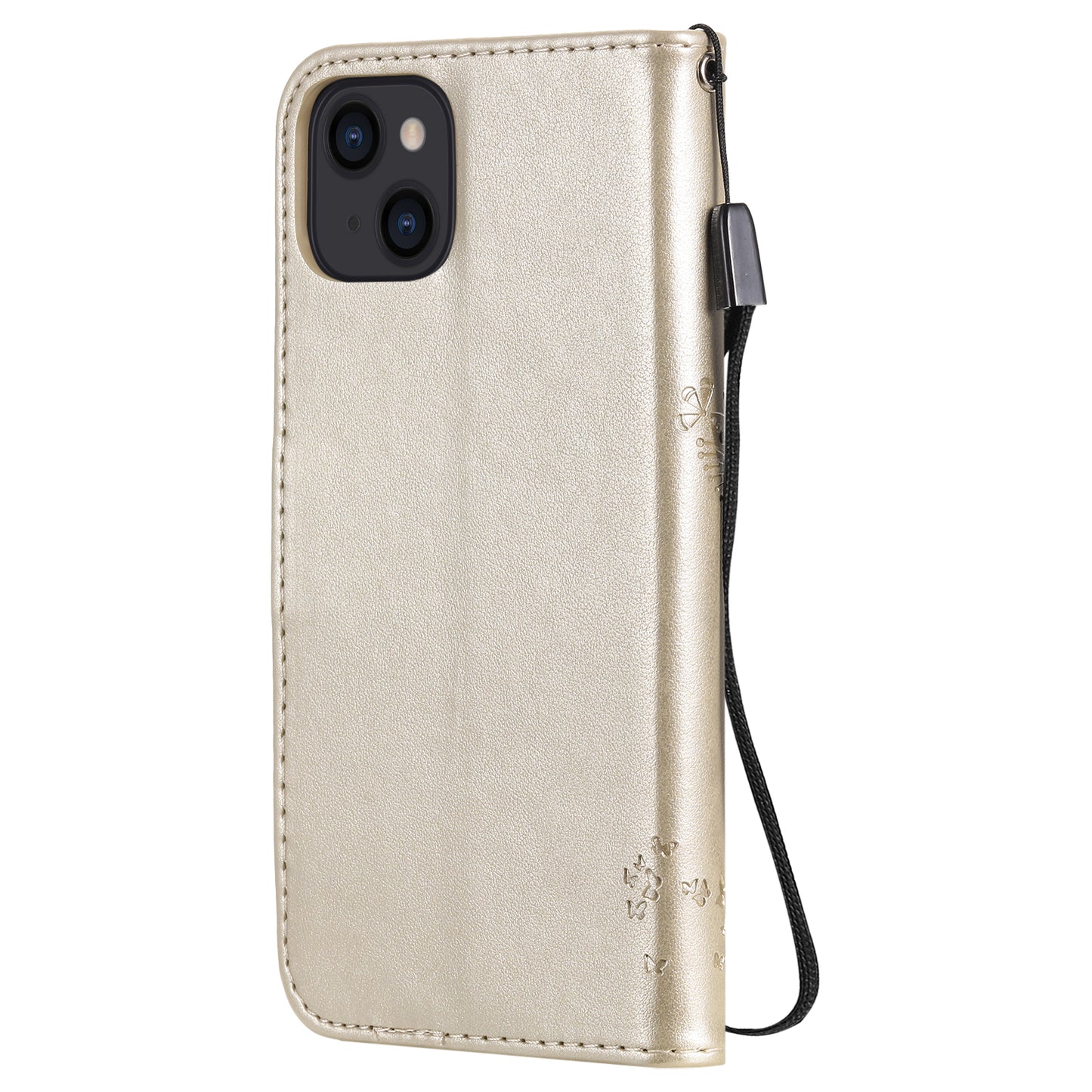 For iPhone 15 KT Imprinting Flower Series-3 PU Leather Phone Case Imprinted Wallet Flip Stand Cover