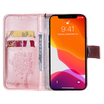 For iPhone 15 KT Imprinting Flower Series-3 PU Leather Phone Case Imprinted Wallet Flip Stand Cover