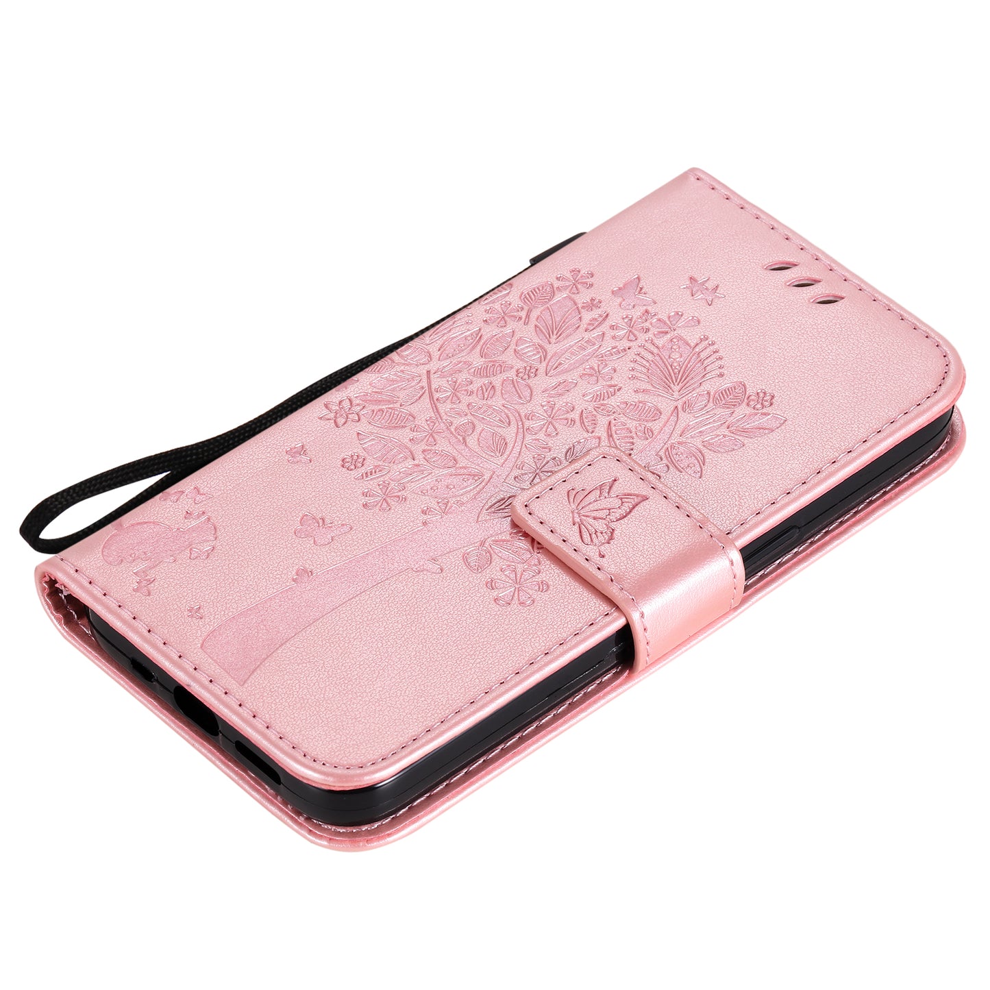 For iPhone 15 KT Imprinting Flower Series-3 PU Leather Phone Case Imprinted Wallet Flip Stand Cover