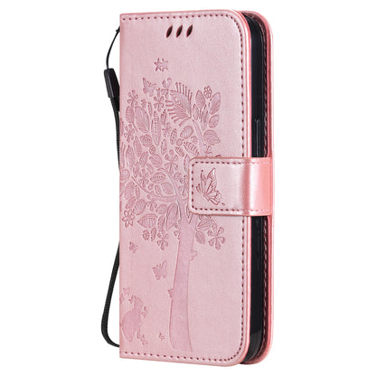 For iPhone 15 KT Imprinting Flower Series-3 PU Leather Phone Case Imprinted Wallet Flip Stand Cover