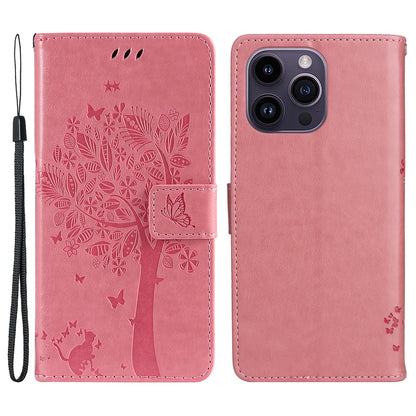 For iPhone 15 Pro Max KT Imprinting Flower Series-3 Phone Case PU Leather Flip Stand Imprinted Wallet Cover