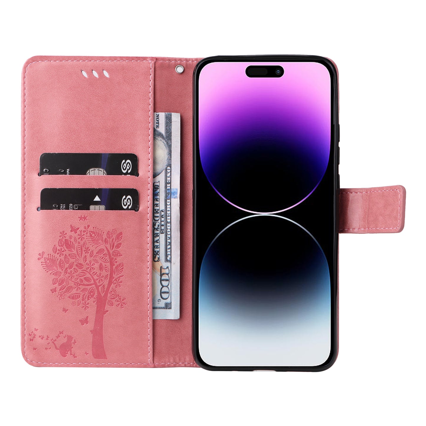 For iPhone 15 Pro Max KT Imprinting Flower Series-3 Phone Case PU Leather Flip Stand Imprinted Wallet Cover