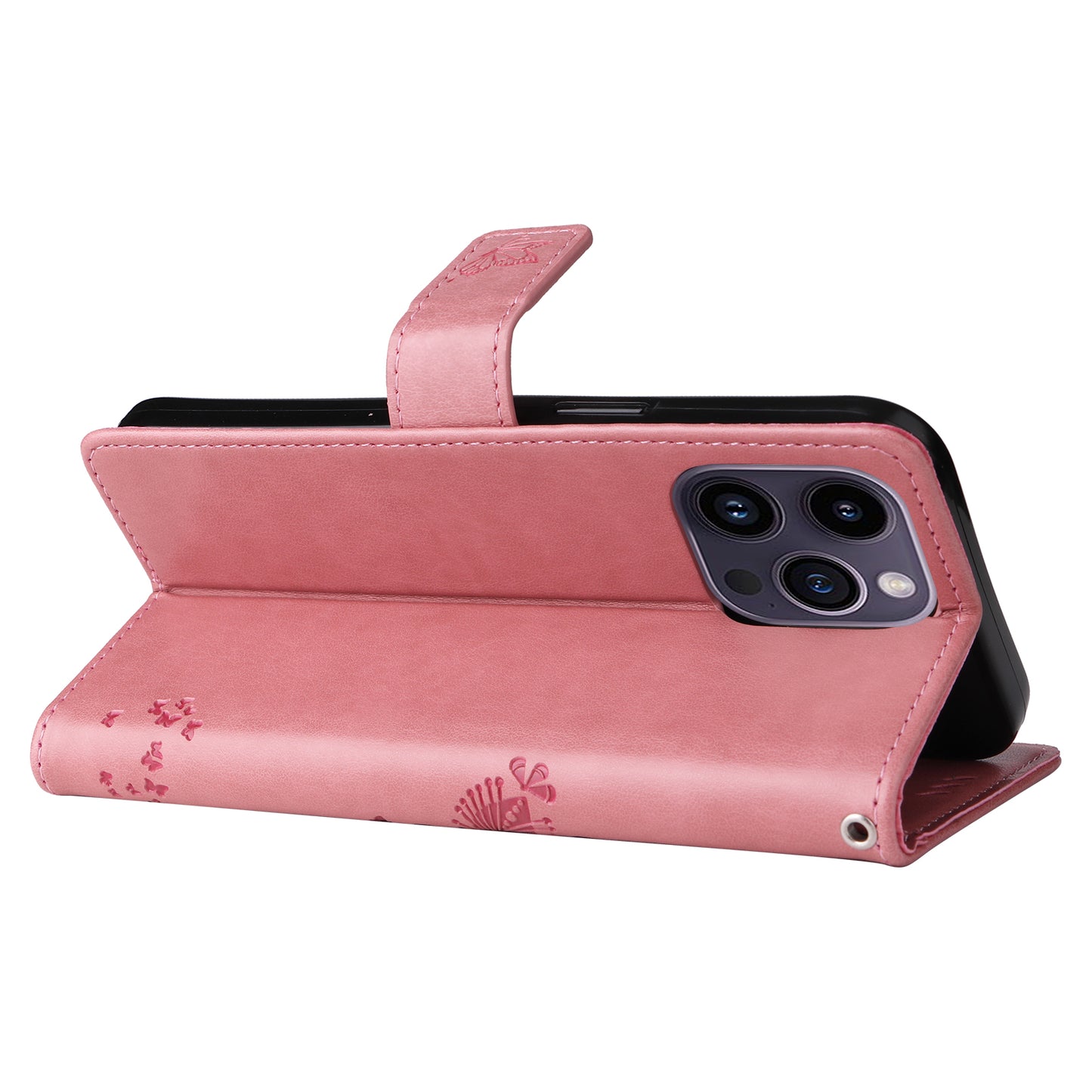 For iPhone 15 Pro Max KT Imprinting Flower Series-3 Phone Case PU Leather Flip Stand Imprinted Wallet Cover