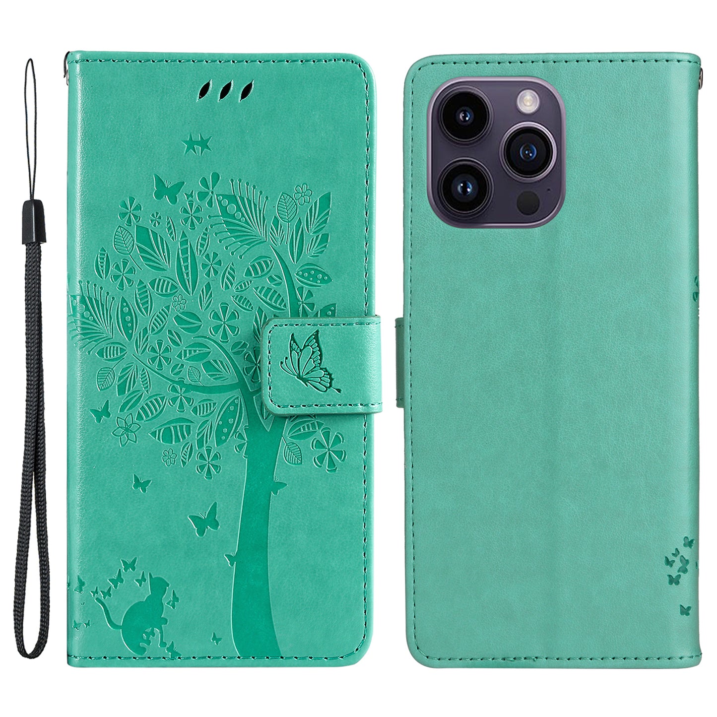 For iPhone 15 Pro Max KT Imprinting Flower Series-3 Phone Case PU Leather Flip Stand Imprinted Wallet Cover