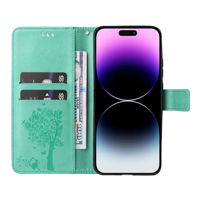 For iPhone 15 Pro Max KT Imprinting Flower Series-3 Phone Case PU Leather Flip Stand Imprinted Wallet Cover
