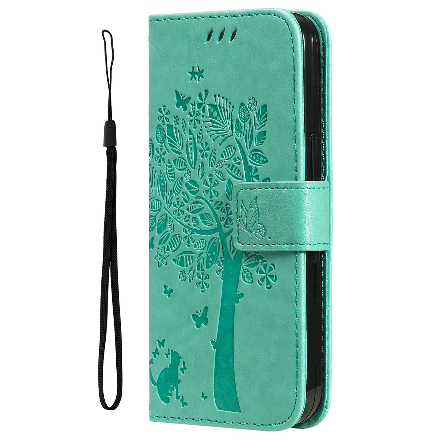 For iPhone 15 Pro Max KT Imprinting Flower Series-3 Phone Case PU Leather Flip Stand Imprinted Wallet Cover