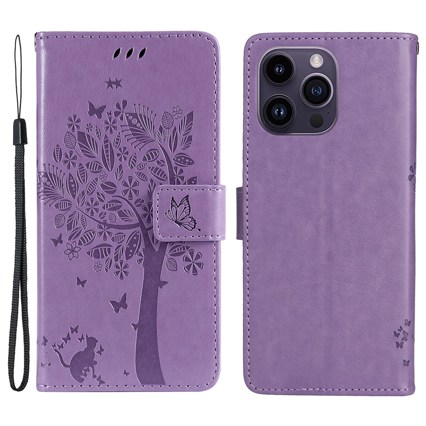 For iPhone 15 Pro Max KT Imprinting Flower Series-3 Phone Case PU Leather Flip Stand Imprinted Wallet Cover