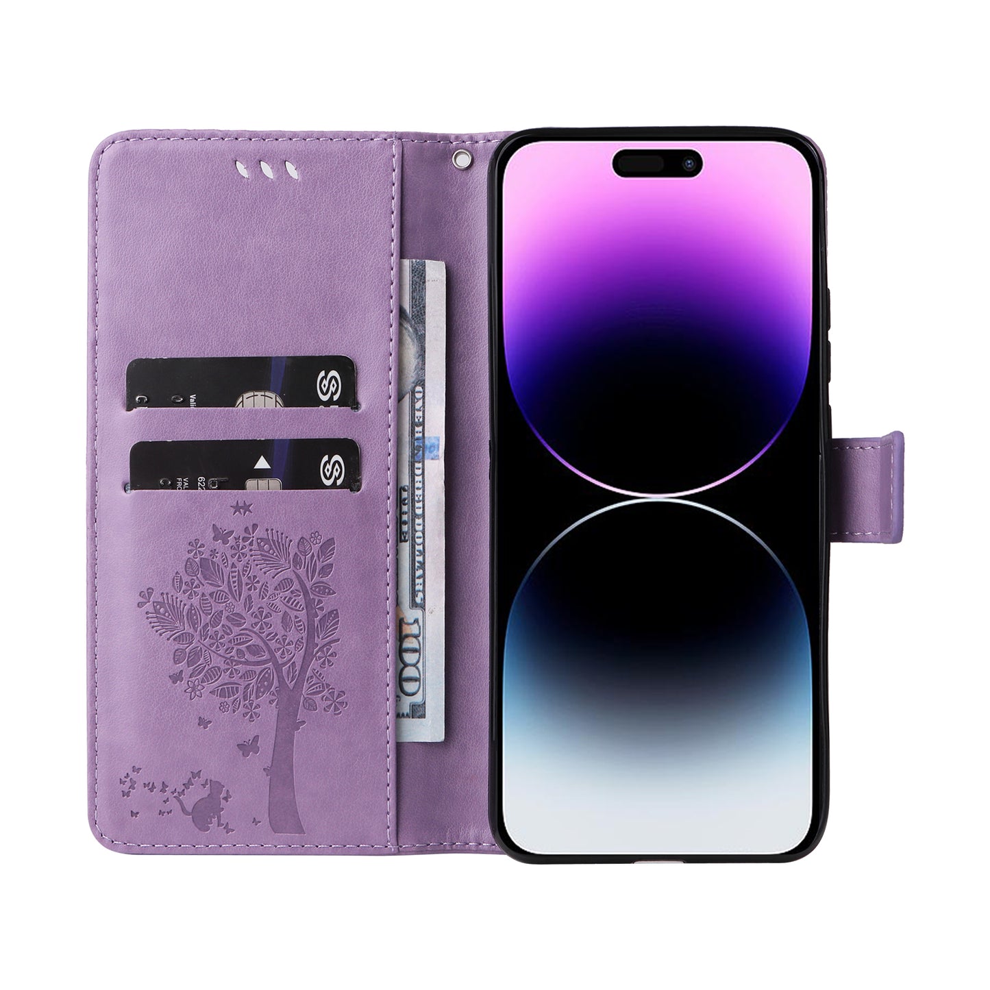 For iPhone 15 Pro Max KT Imprinting Flower Series-3 Phone Case PU Leather Flip Stand Imprinted Wallet Cover