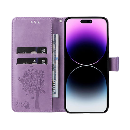 For iPhone 15 Pro Max KT Imprinting Flower Series-3 Phone Case PU Leather Flip Stand Imprinted Wallet Cover
