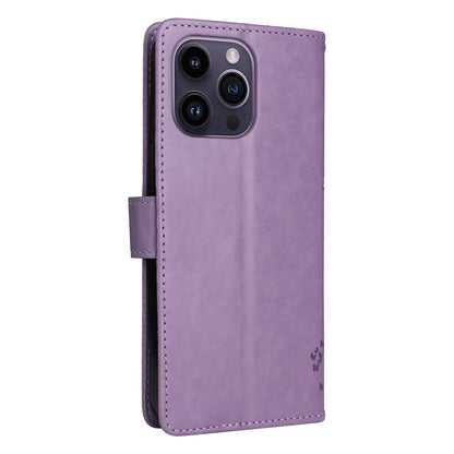For iPhone 15 Pro Max KT Imprinting Flower Series-3 Phone Case PU Leather Flip Stand Imprinted Wallet Cover