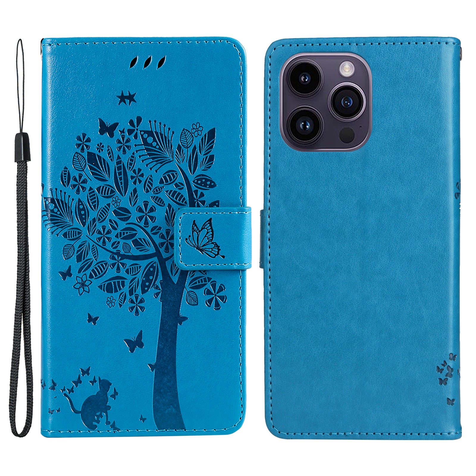 For iPhone 15 Pro Max KT Imprinting Flower Series-3 Phone Case PU Leather Flip Stand Imprinted Wallet Cover