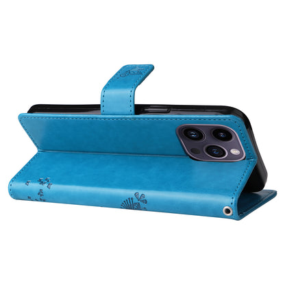 For iPhone 15 Pro Max KT Imprinting Flower Series-3 Phone Case PU Leather Flip Stand Imprinted Wallet Cover