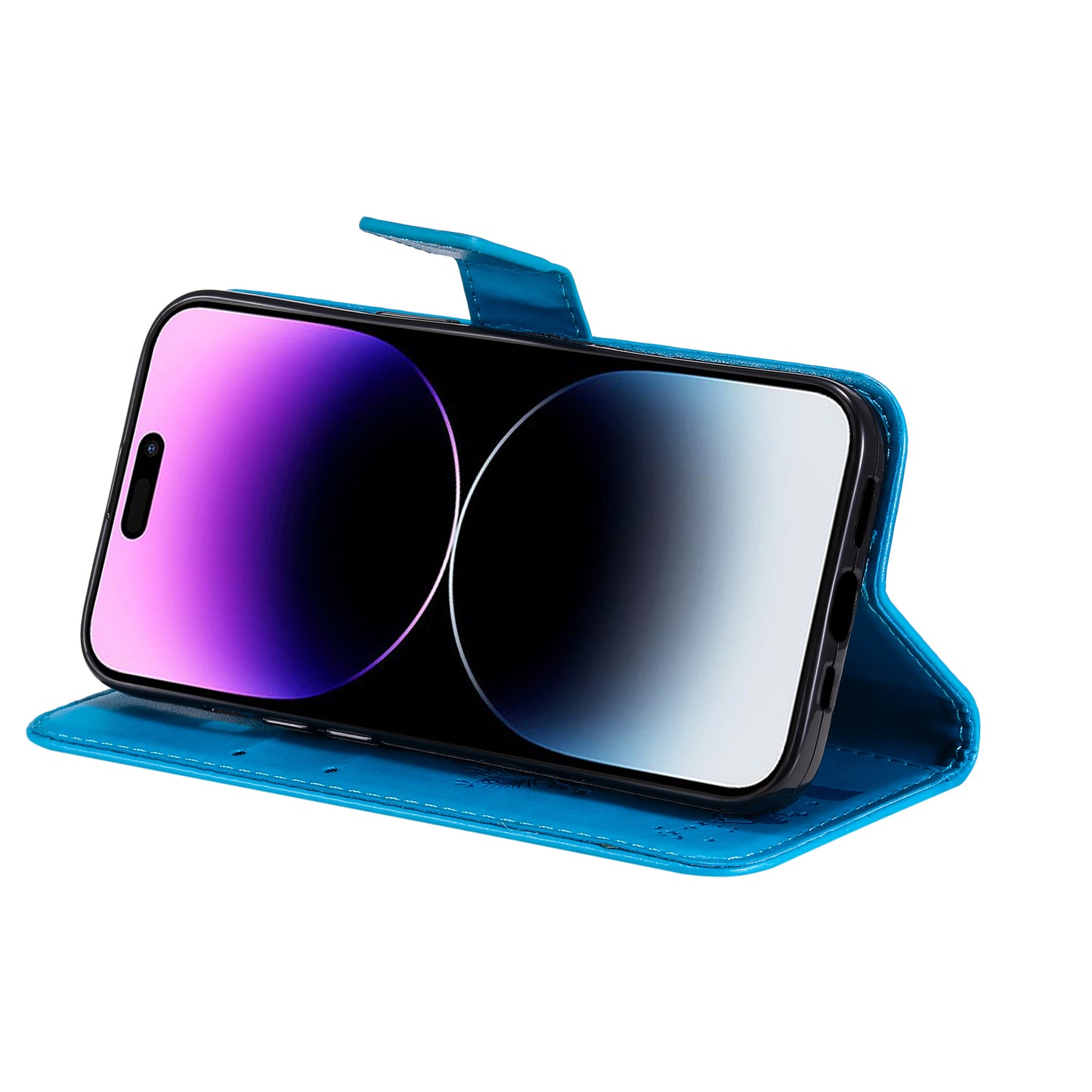 For iPhone 15 Pro Max KT Imprinting Flower Series-3 Phone Case PU Leather Flip Stand Imprinted Wallet Cover