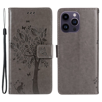 For iPhone 15 Pro Max KT Imprinting Flower Series-3 Phone Case PU Leather Flip Stand Imprinted Wallet Cover