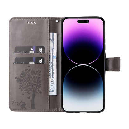 For iPhone 15 Pro Max KT Imprinting Flower Series-3 Phone Case PU Leather Flip Stand Imprinted Wallet Cover