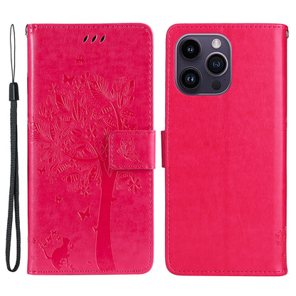 For iPhone 15 Pro Max KT Imprinting Flower Series-3 Phone Case PU Leather Flip Stand Imprinted Wallet Cover