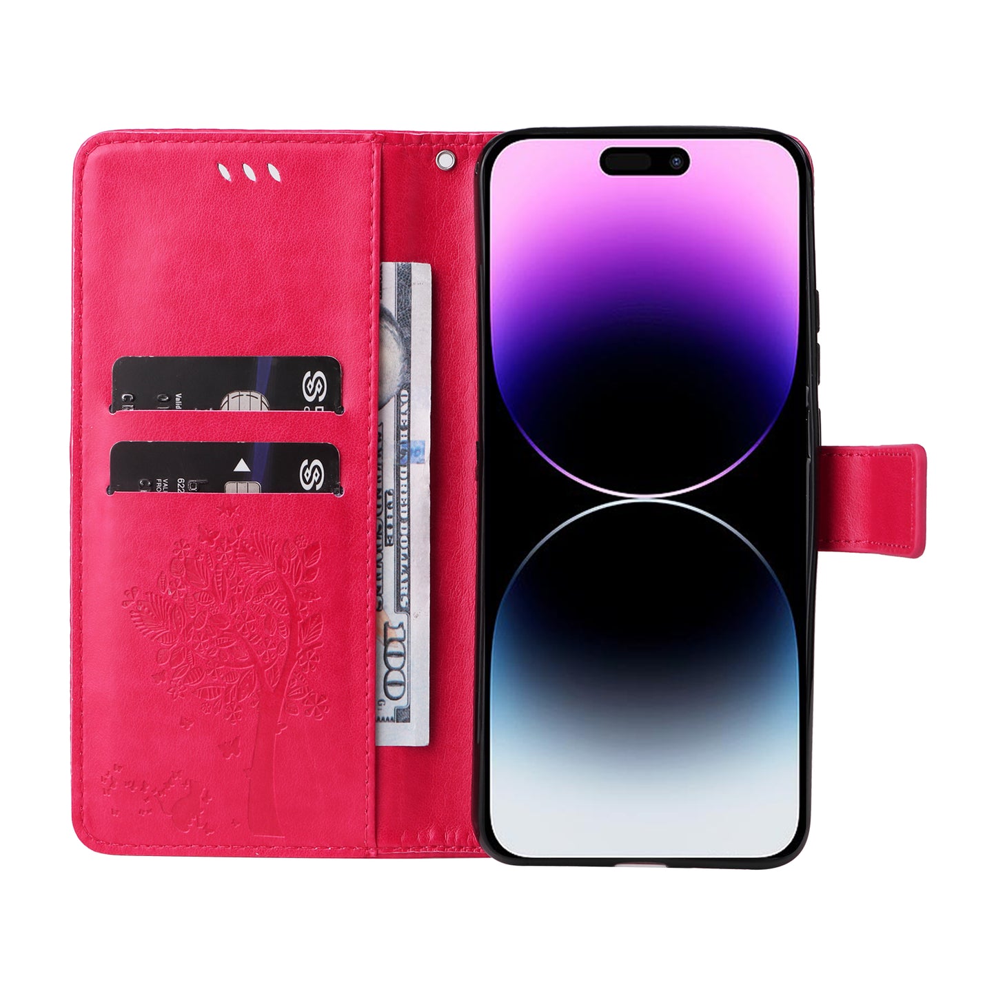 For iPhone 15 Pro Max KT Imprinting Flower Series-3 Phone Case PU Leather Flip Stand Imprinted Wallet Cover