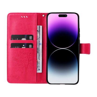 For iPhone 15 Pro Max KT Imprinting Flower Series-3 Phone Case PU Leather Flip Stand Imprinted Wallet Cover